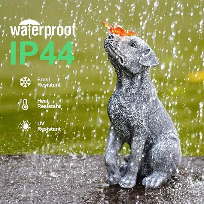 Solar Garden Statue Dog Figurine – Outdoor Decoration with Butterfly for Garden Yard Lawn Home Decor Outside : Unique Gifts for Mom Grandma by GreenHaven Gardens