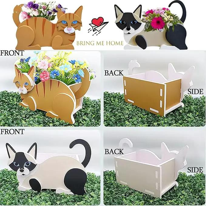 Orange and White Cat Planter Plant Pots,Cute Garden Dog Flower Planter,Dog Planters Birthday Gifts for Women,Office,Indoor/Outdoor Decor(12.5 * 5.6 * 7.8in) by GreenHaven Gardens