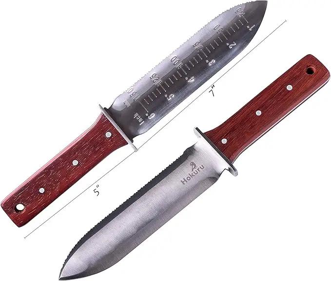 Hori Hori Knife - Landscaping, Digging, Weeding, Cutting, Planting Gardening Tool With Leather Sheath, Stainless Steel Blade and Sharpening Stone by GreenHaven Gardens