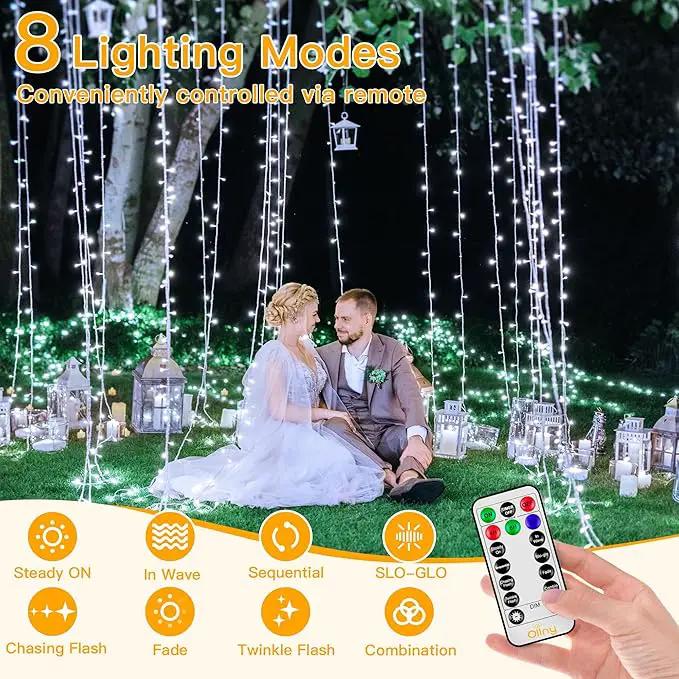 Ollny Christmas Lights Outdoor 400LED 131FT, Cool White Fairy Lights with Remote 3 Timer, Plug in 8 Modes String Lights for Bedroom Indoor Outside House Party Xmas Decorations by GreenHaven Gardens