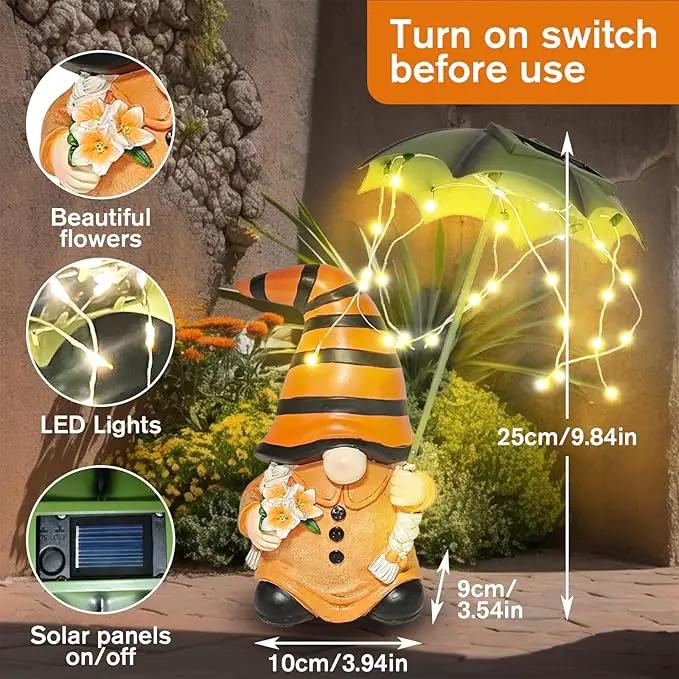 Garden Gnomes Outdoor Statues Decorations - Solar Gnome Figures with Umbrella Lights,Gnome Ornaments,Outside Patio Lawn Yard Art Decor,Funny Garden Gnomes Gifts for Women/Mom Birthdays by GreenHaven Gardens
