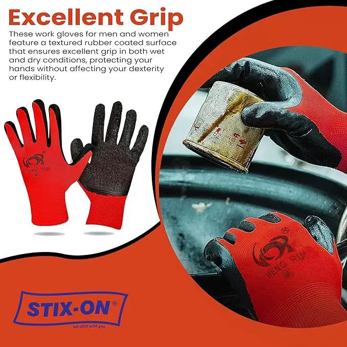 10 OR 20 Pairs Work Gloves–Heavy Duty Rubber Coated Safety Work Gloves–Multipurpose Gloves by GreenHaven Gardens