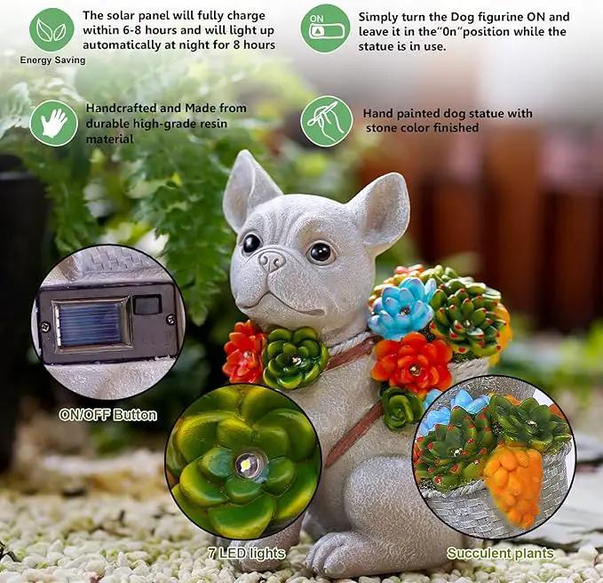 Garden Outdoor Decor Statues: Figurine with Solar Light Decorations Ornaments Patio Art Balcony - Birthday Gifts for mom Grandma Women by GreenHaven Gardens