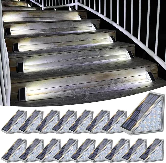 VOLISUN Solar Stair Lights 16 Pack, Solar Step Lights Waterproof IP67, Outdoor Step Light with 13 LEDs, Outdoor Lighting Decor for Yard Stair, Patio, Front Step, Front Porch and Deck(Cool White) by GreenHaven Gardens