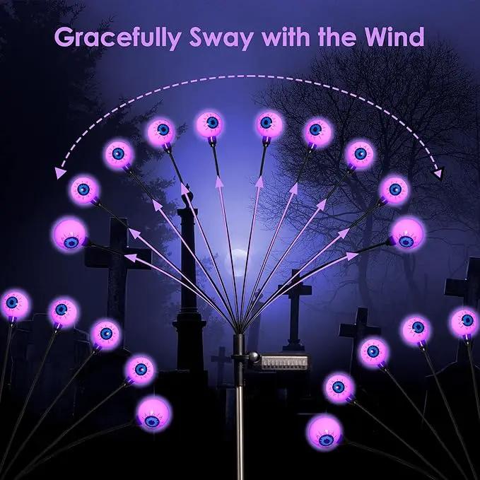 Solar Halloween Lights - 4 Pack 40LED Outdoor Waterproof Scary Eyeball Swaying Firefly Lights for Yard Garden Patio Party Decor Purple by GreenHaven Gardens