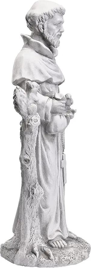 TOETOL St Francis Garden Statues 31 Inch Saint Francis of Assisi Catholic Christian Yard Decor Lawn Garden Patio Outdoor Sculptures Magnesium Oxide Stone Grey Garden Art Decorations by GreenHaven Gardens