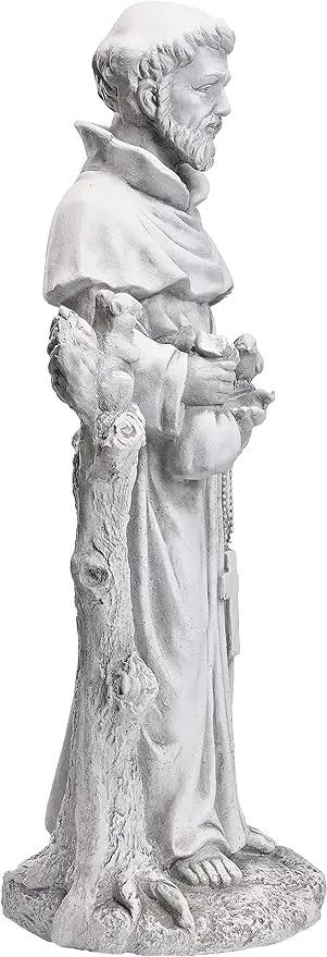 TOETOL St Francis Garden Statues 31 Inch Saint Francis of Assisi Catholic Christian Yard Decor Lawn Garden Patio Outdoor Sculptures Magnesium Oxide Stone Grey Garden Art Decorations by GreenHaven Gardens