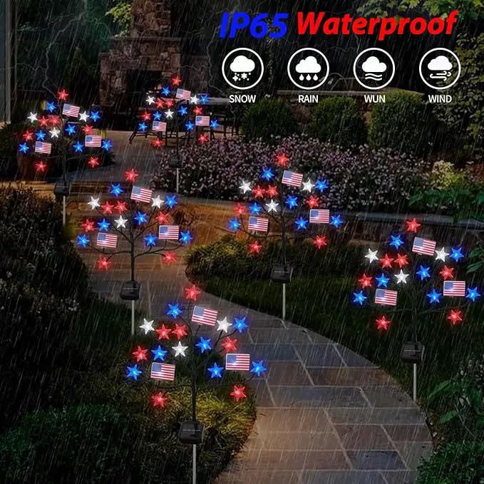Upgraded 4th of July Decorations Solar Lights, 2 Packs 40LED Red White and Blue 4th of July Stake Lights, Outdoor Waterproof Memorial Day Decorations Patriotic Lights for Garden Yard Pathway Grave by GreenHaven Gardens