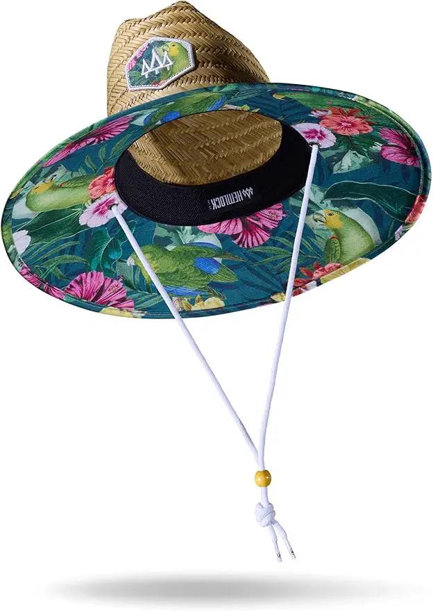 Straw Hat for Men & Women | Lifeguard Hat, Beach Hat & Sun Hat | UPF 50+ Wide Brim for Sun Protection | One Size | Hemlock by GreenHaven Gardens