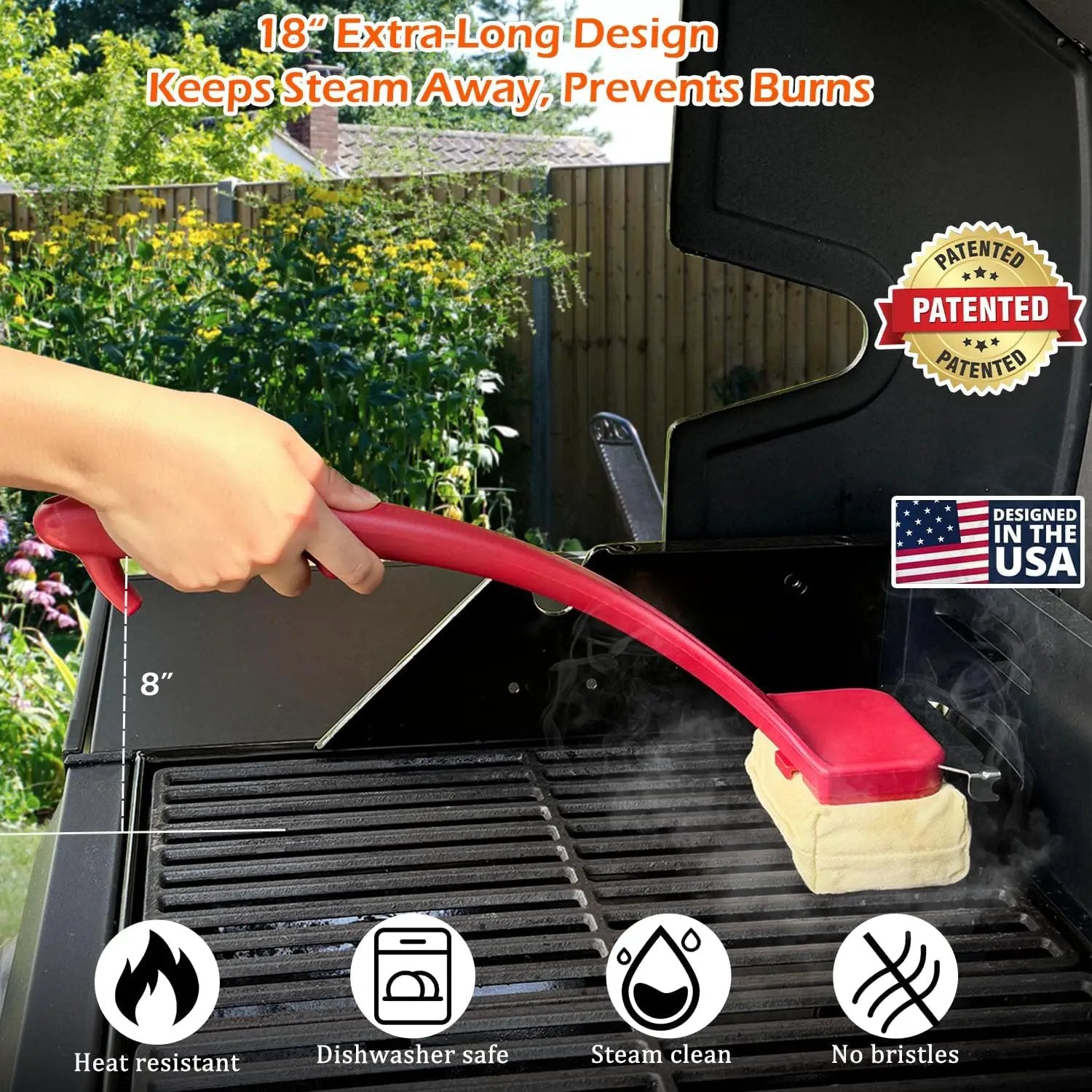 Grill Brush for Outdoor Grill, Bristle Free Steam Grill Brush with Scraper, BBQ Grilling Accessories BBQ Brush Non Metal Bristles, Grilling Accessories Fit Most Grills, Gifts for Men Dad Husband by GreenHaven Gardens