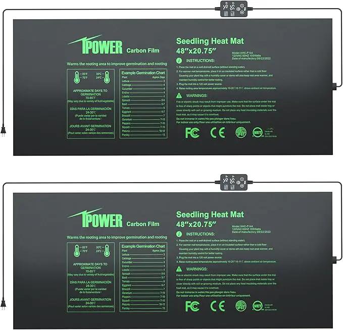 iPower 2 Pack 48"x20.75" Seedling Heat Mat with Built-in Temperature Controller, MET Certified Waterproof Plant Heating Pad, for Germination, Breeding, Brewing by GreenHaven Gardens