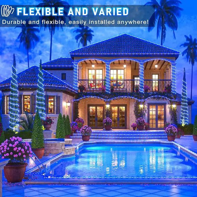 Rope Lights for Outside, 164FT 500 LED String Lights Outdoor with Waterproof 8 Modes, Flexible Plug in Twinkle Fairy Light for Indoor Bedroom Garden Pool Tree Wedding Decorations, Blue by GreenHaven Gardens