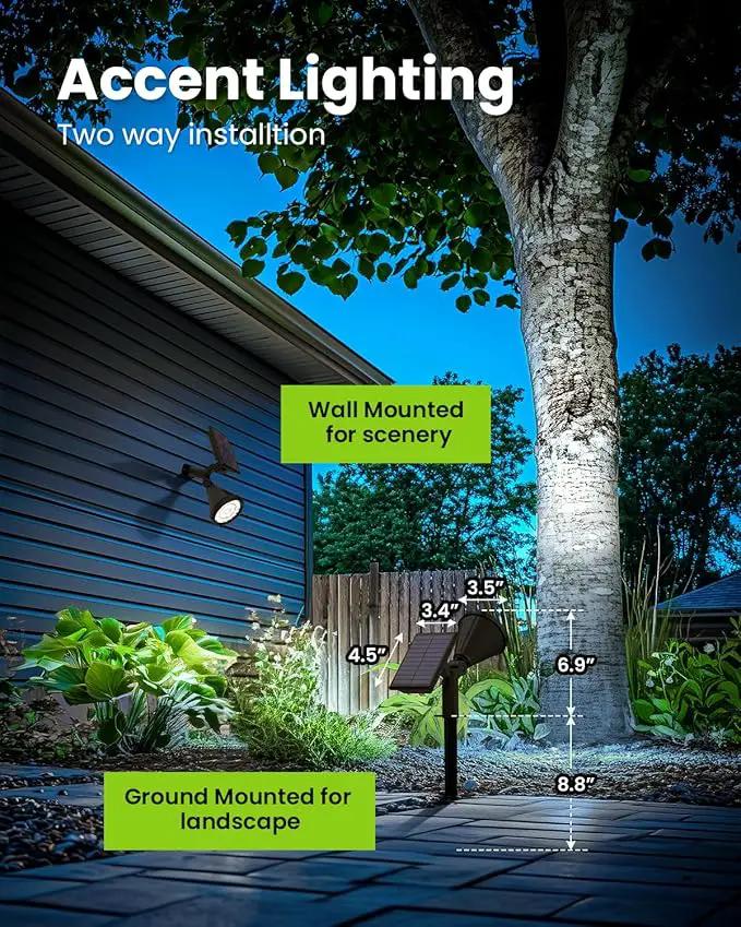 Solar Spot Lights Outdoor Waterproof IP65, Flag Pole Light Solar Powered Spot Lights, Landscape Lighting Spotlights for Tree, House, Yard, Backyard, Garden Decorations-2 Pack by GreenHaven Gardens