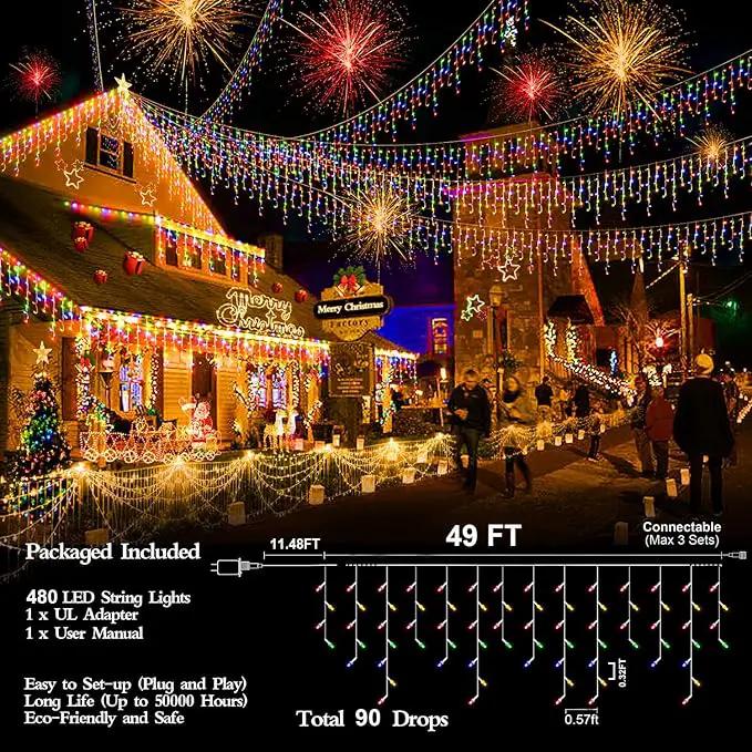 49FT 480LED Christmas Lights Decorations Waterproof 8 Modes Christmas Lights Outdoor with Memory and Timer Fairy Lights Plug-in Christmas String Lights for Holiday Party Wedding Home Roof by GreenHaven Gardens