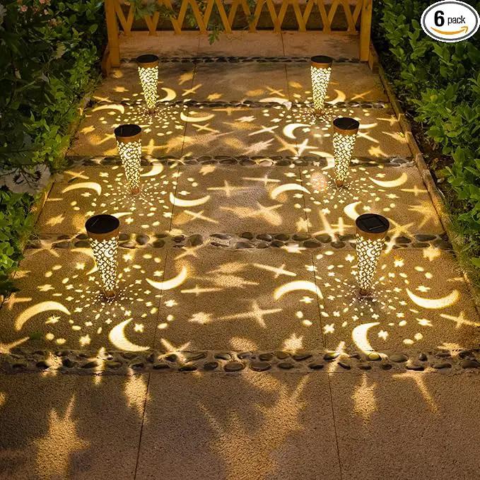 Go2garden Solar Lights Outdoor Decorative Stake Lights Waterproof with Moon Star for Patio, Pathway, Backyard, Outside Decorations, Lawn Ornaments,Garden Gifts (Copper, 6pack) by GreenHaven Gardens