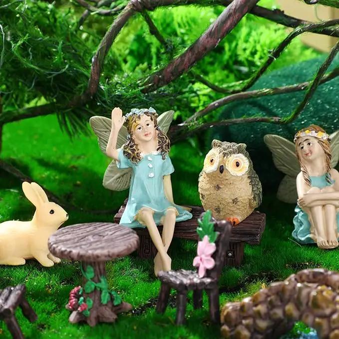 Roowest 19 Pcs Garden Accessories Garden Fairies Kit Miniatures Bunny Squirrel Owl Animals Cute Tiny Mushroom Mini Pond Bridge Figurine Miniature Micro Landscape Ornaments for DIY Home by GreenHaven Gardens