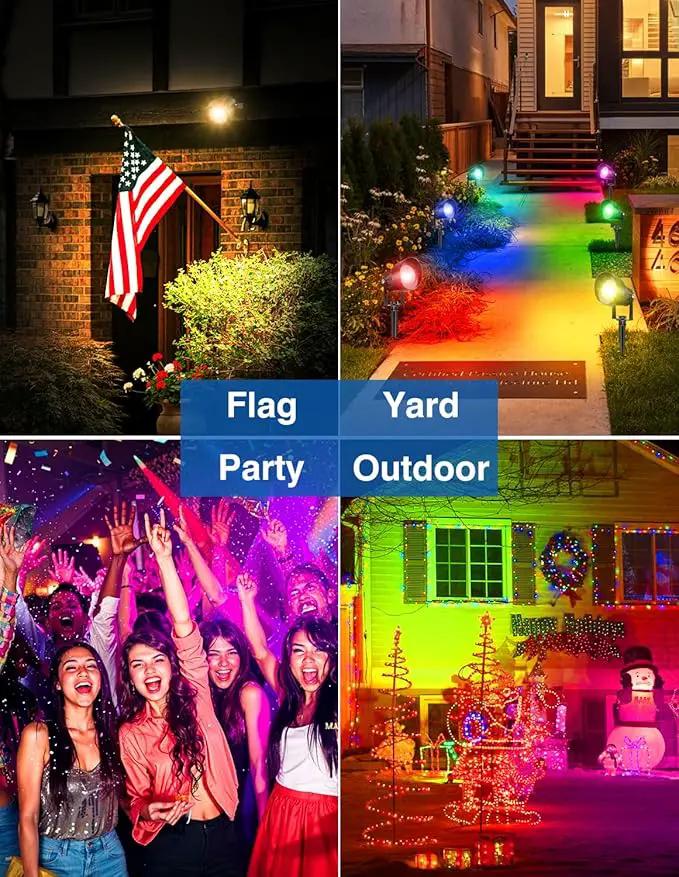 Spot Lights Outdoor, Smart RGBW LED Color Changing Landscape Lights with APP and Remote Control, Music Mode, DIY Scenes, Timing, IP65 Waterproof Spotlights Plug in for Yard Garden, 2 Pack by GreenHaven Gardens