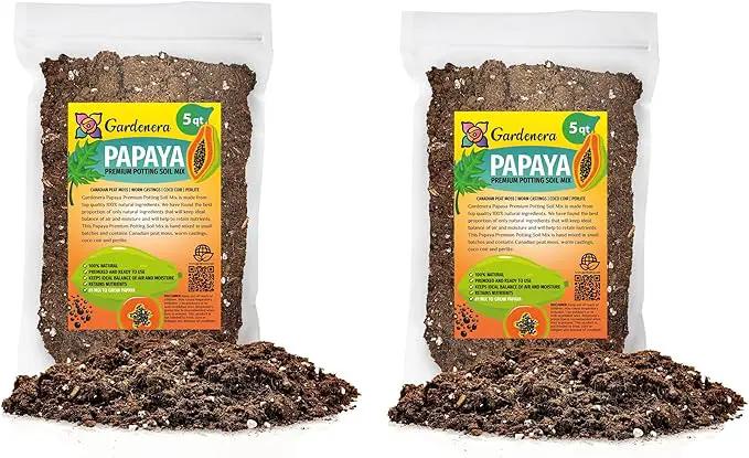 Papaya Plant Potting Soil - All-Natural Blend for Thriving Papaya Plants - Boosts Root Health and Fruiting Potential - 10 Quart by GreenHaven Gardens