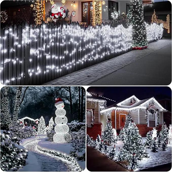 2 Pack Total 400 LED White Solar Christmas Lights, 75.5 Ft 8 Modes Solar String Lights Outdoor Waterproof, Solar Lights for Christmas Wedding Decor Tree Party Patio Decorations by GreenHaven Gardens
