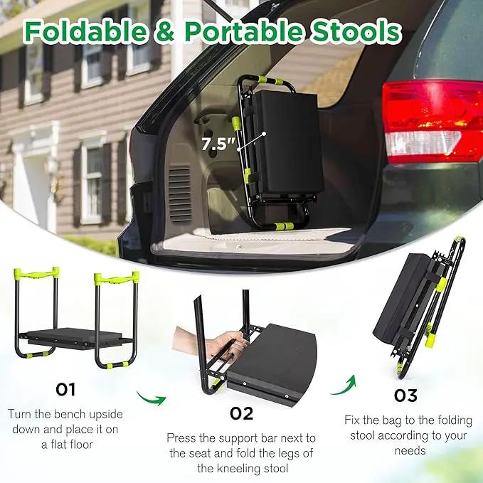 10.8” Wide Garden Kneeler and Seat, Heavy Duty Foldable Gardening Stool with Tool Belt Pouch, Included Thickened Kneeling Pad, Portable Gardening Bench Chair for Seniors & Parents by GreenHaven Gardens