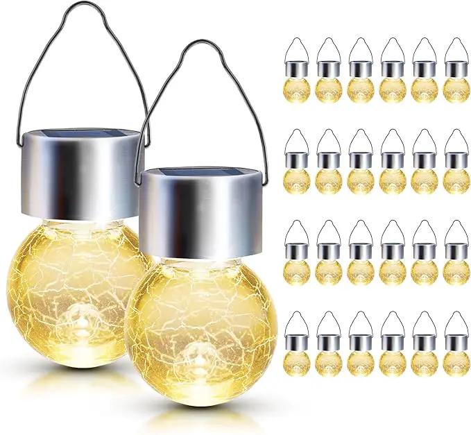 GIGALUMI 24 Pack Solar Outdoor Lights, Solar Hanging Lights for Christmas Decoration-Cracked Glass Solar Lights Outdoor Waterproof for Garden, Yard, Fence, Tree（Warm White） by GreenHaven Gardens