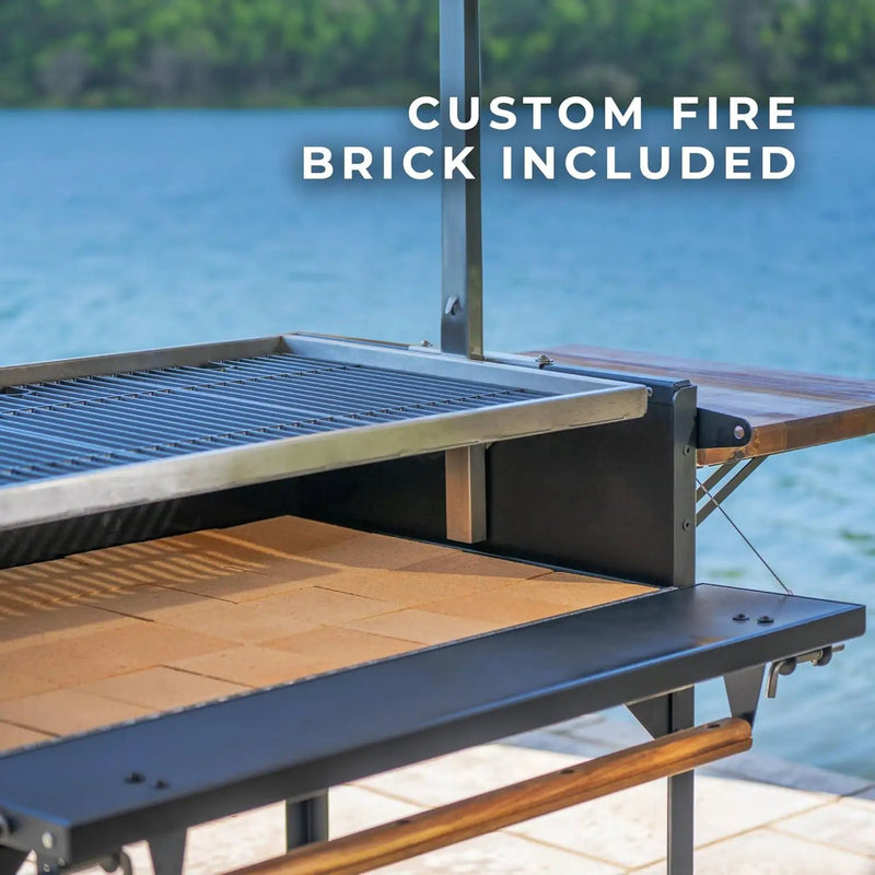 Backyard Discovery Argentine Santa Maria Heritage Wood Fire & Charcoal BBQ Grill with Adjustable Grill Grates, Fire Bricks, Heavy-Duty Steel, S-Hooks, Acacia Wood Table for Outdoor Gaucho Grilling by GreenHaven Gardens
