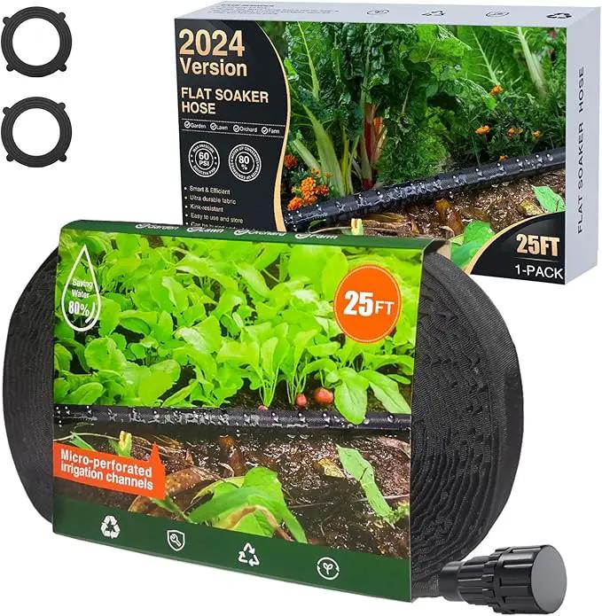 Lefree Soaker Hose 25ft for Garden Beds, Soaker Hose for Foundation Watering, Flat Soaker Hose Save 80% Water, Lightweight Tough Drip Hose for Lawn, Plants (25FT*1Pack) by GreenHaven Gardens