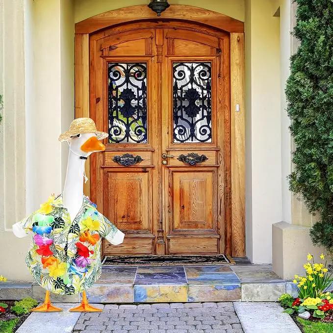 Goose Outfit Lawn Goose Porch Clothing Outfits for Yard Summer Luau 23'' Lawn Outdoor Decoration(Fresh Style) by GreenHaven Gardens