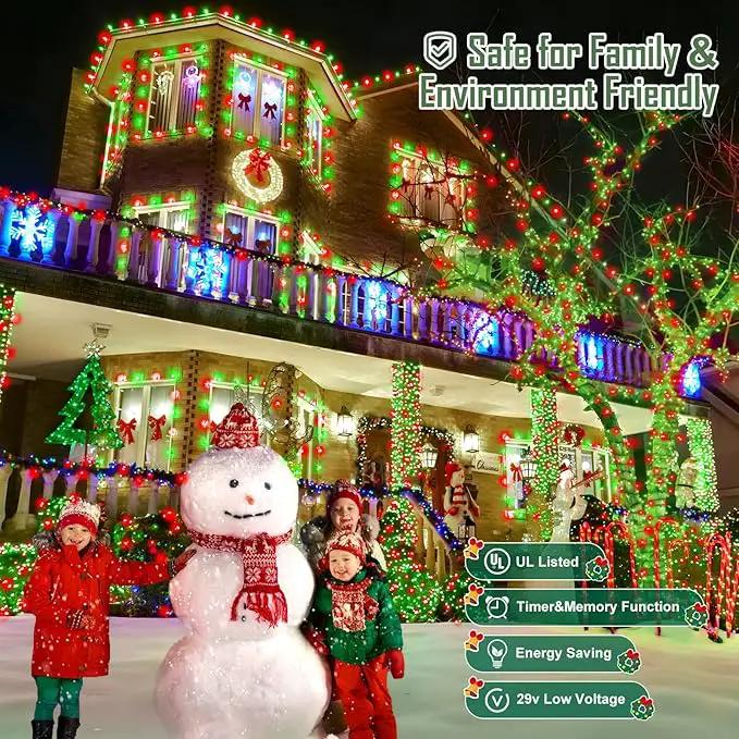 Heceltt 1600 LED 630 FT String Lights Outdoor, 8 Modes Christmas Lights Plug in, Waterproof Led String Lights with Timer and Memory for Christmas Home Party Tree Decorations (Red and Green) by GreenHaven Gardens