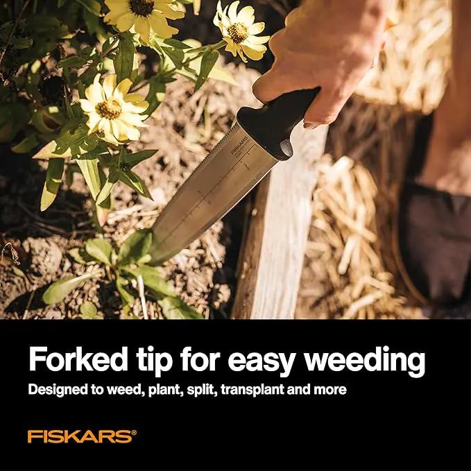 Fiskars Hori Hori Garden Knife with Sheath, Multi-Purpose Heavy Duty Gardening Hand Tool for Weeding, Planting, Digging with Hanging Hole by GreenHaven Gardens