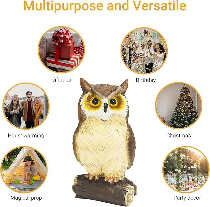 Outdoor Resin Owl Garden Statues, Figurine Sculpture-Owl Perched on Branch, Owl Decoration for Porch, Patio, Lawn, Yard, Whimsical Owl Table Bookshelf Ornament Accessories, Garden by GreenHaven Gardens