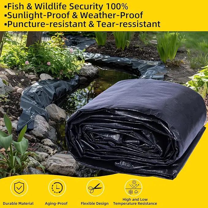 TEZONG Pond Liner,5x8Ft Pond Liners for Outdoor,28Mil PE Black Koi Fish Pond Liners,Reinforced Pond Underlayment for Water Garden,Waterfall,Fountain by GreenHaven Gardens