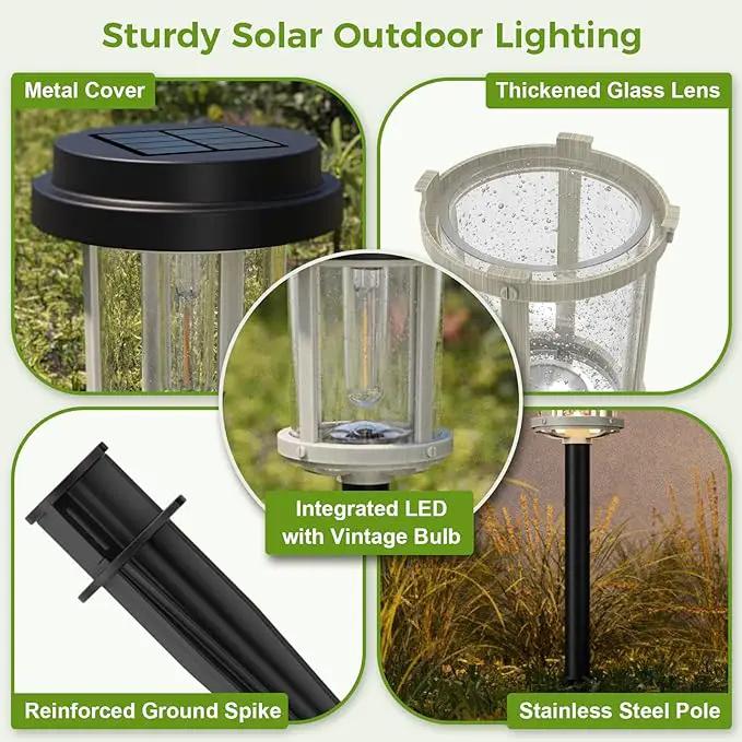 XMCOSY+ Solar Pathway Lights, 20 LM Bright Solar Light Outdoor, Waterproof Seed Glass & Metal Solar Powered Garden Lights, Outside Solar Lights for Yard Lawn Landscape Walkway(Black & Grey) by GreenHaven Gardens