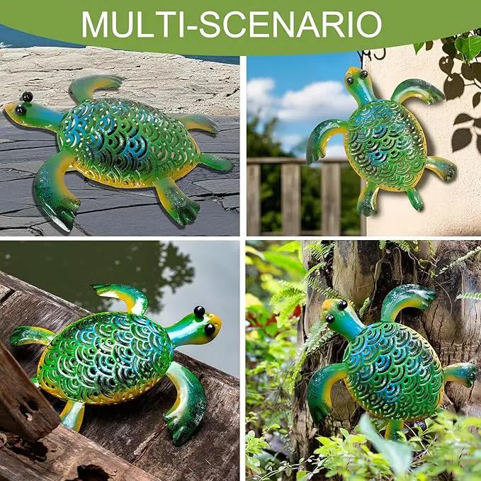 Natelf Solar Powered Turtle Statue Outdoor Decor Metal Animal Yard Art Waterproof Outdoor Sculptures for Patio, Yard, Balcony, Yard Ornament - Unique Housewarming Gifts by GreenHaven Gardens