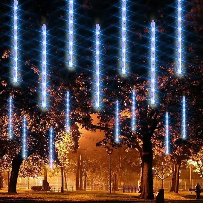 Dazzle Bright 864LED Christmas Light, Meteor Shower Rain Lights 11.8 Inch 24 Tubes, Waterproof Plug in Falling Rain Lights Christmas Decorations for Xmas Bushes Tree Yard Party (Blue) by GreenHaven Gardens