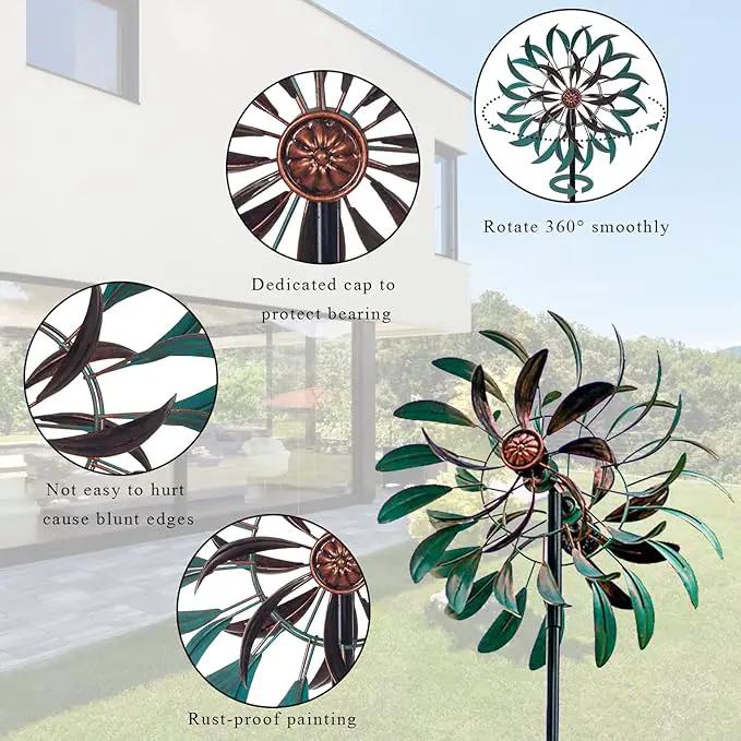 Stargarden Metal Wind Spinner,Two-Way Wind Sculptures,360 Degrees Kinetic Wind Spinners for Yard and Garden by GreenHaven Gardens