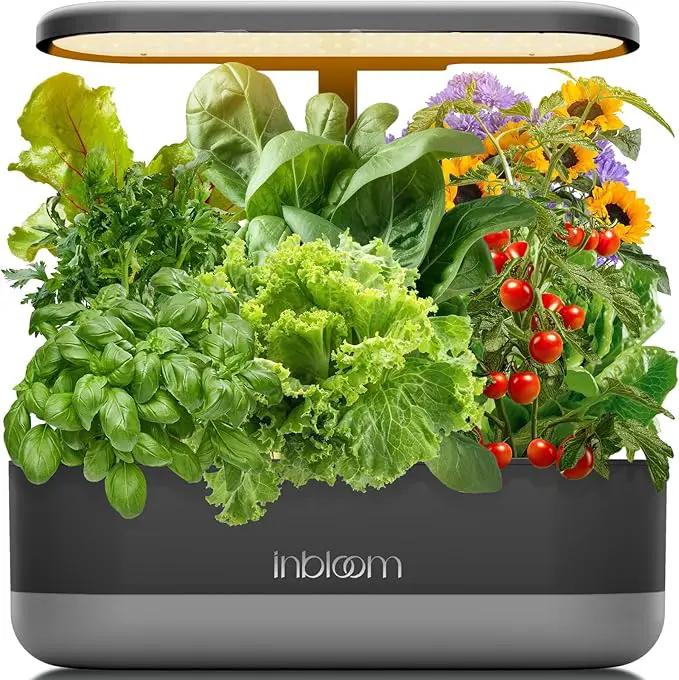inbloom 12 Pods Hydroponics Growing System Kit, Herb Garden Planter Indoor Kit, Indoor Gardening Hydroponics Growing System with Pods, 4.2L Water Pump, Height Adjustable, Gifts for Woman, Black by GreenHaven Gardens
