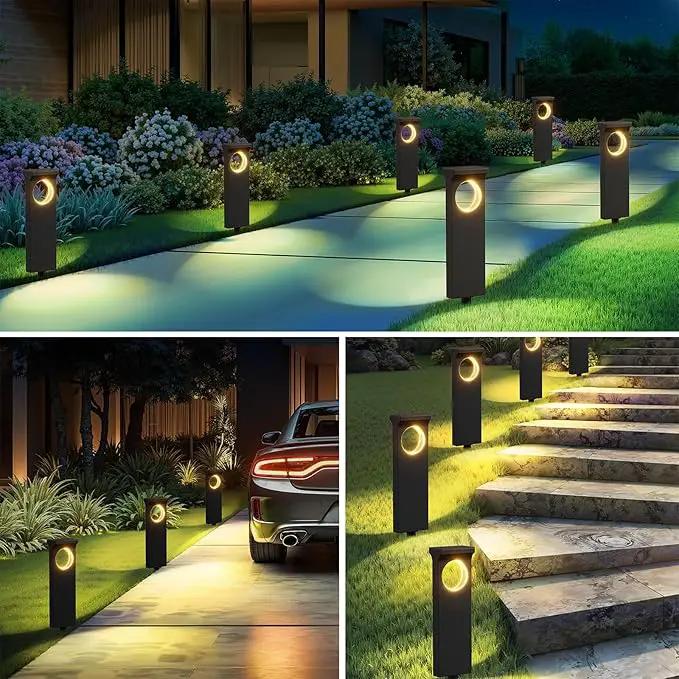 Solar Pathway Lights Outdoor, 4 Pack Upgraded Moon Shaped Landscape Lights - Brighter & Waterproof Solar Powered Decor for Yard, Garden, Path, Walkway, and Outdoor Decoration by GreenHaven Gardens