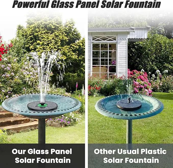 Solar Fountain Full Glass Panel No Battery, 3.5W Solar Bird Bath Fountains with 4 Fixed Rods & 7 Nozzles, Solar Fountain Pump for Bird Bath, Garden, Pond, Pool, Patio (Black Panel) by GreenHaven Gardens