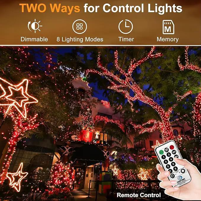 KNONEW 403FT 1000 LED Christmas String Lights Outdoor Green Wire Fairy Light 8 Modes & Timer Plug in Waterproof LED String Lights for Xmas Yard Tree Wedding Party Holiday Decorations(Red) by GreenHaven Gardens