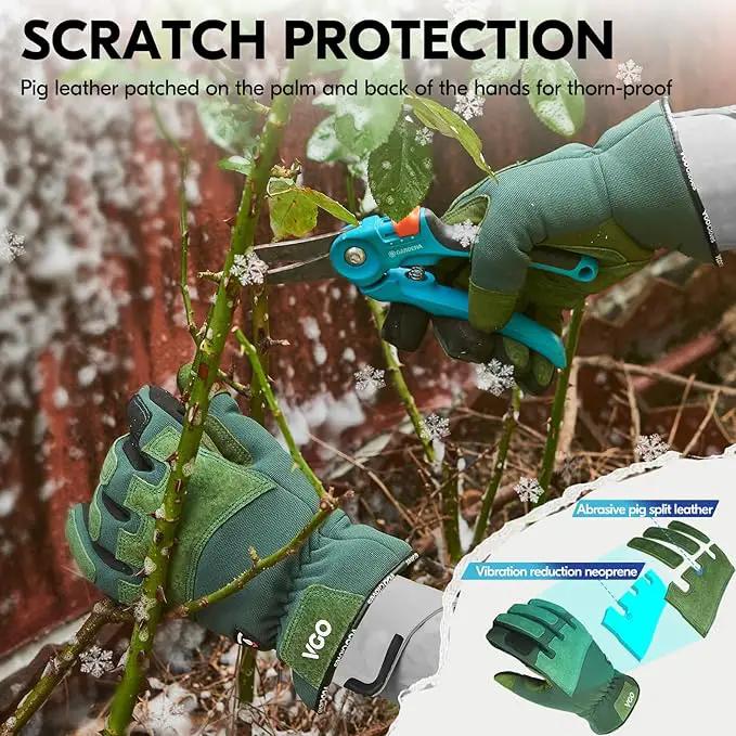 Vgo... Winter Gardening Gloves Women,Safety Work Gloves, Puncture-proof,Thornproof,Touchscreen(1 Pair,S,Green,SL7471FLWP) by GreenHaven Gardens