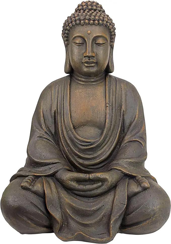 Design Toscano Meditative Asian Decor Grand Temple Indoor/Outdoor Garden Statue, Medium, 25 inches tall, Cast Stone Resin, Dark Stone Finish by GreenHaven Gardens