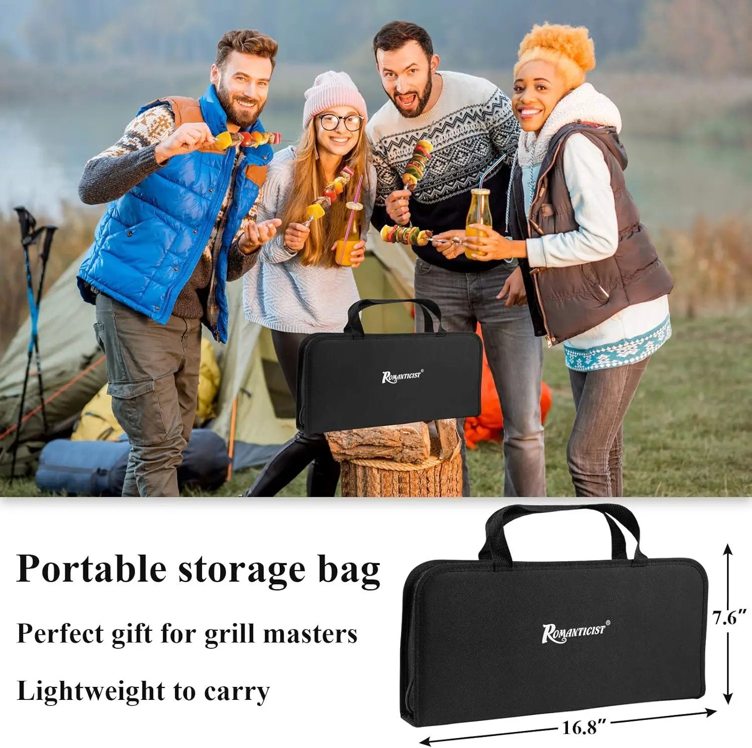 ROMANTICIST 27pcs Heavy Duty Grilling Gifts for Men Dad Fathers Day, Extra Thick BBQ Accessories Tools Set, Stainless Steel Grill Utensils Kit with Meat Claws, Carrying Bag for Outdoor Camping Silver by GreenHaven Gardens