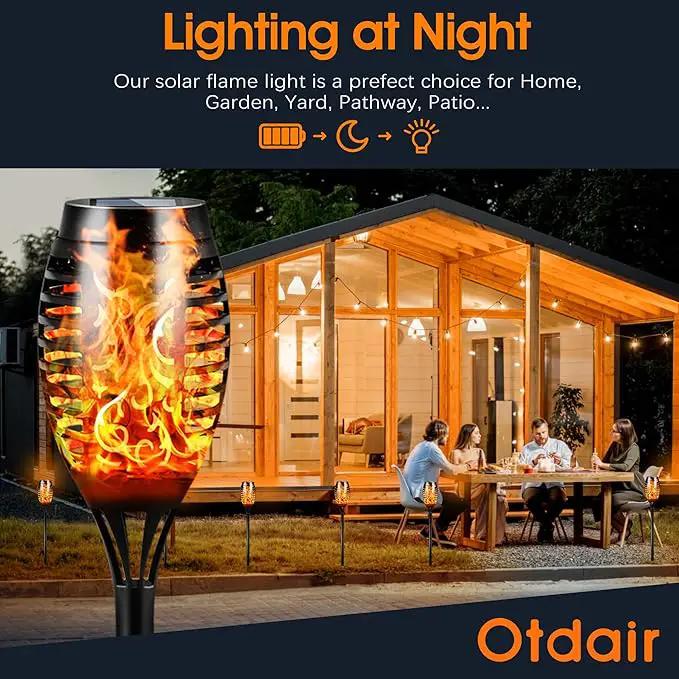Otdair Solar Outdoor Lights, 12 Pack 12LED Solar Tiki Torches with Flickering Flame, IP65 Waterproof Mini Solar Torch Lights Auto On/Off for Garden, Patio, Yard, Pathway by GreenHaven Gardens