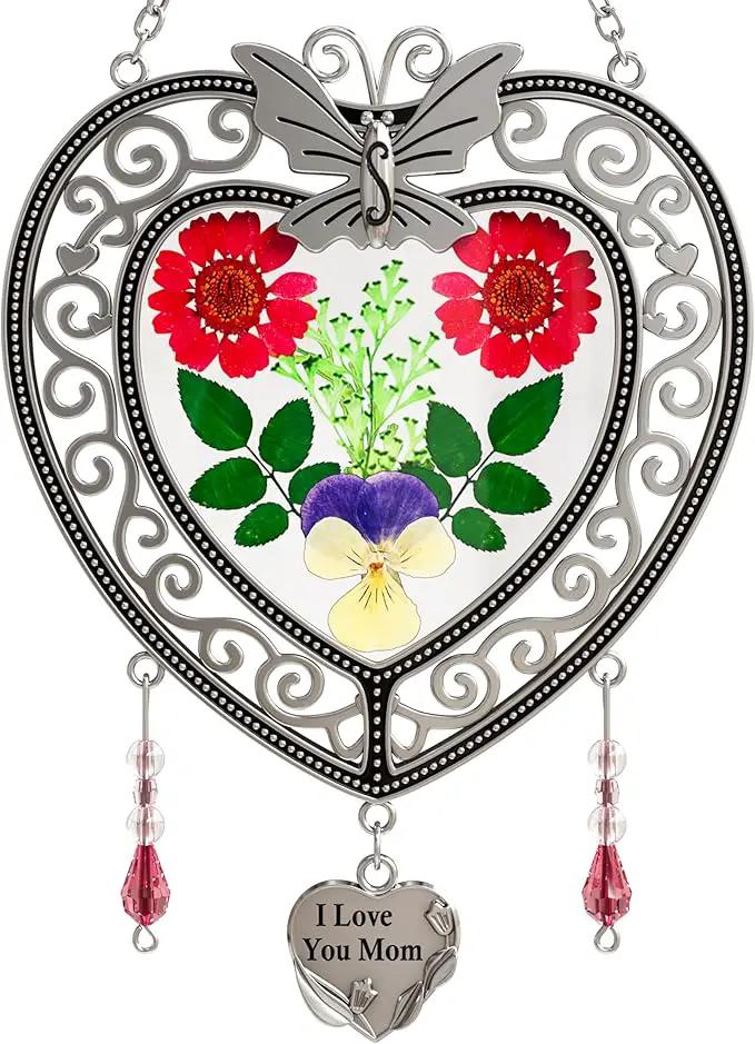 KY&BOSAM Heart Suncatcher-Stained Glass Panles I Love You Mom Sun catchers Hangings for Windows Wind Chime Ornament Mom Gifts - Gifts for Mother`s Day Valentine`s Day Birthday Christmas by GreenHaven Gardens