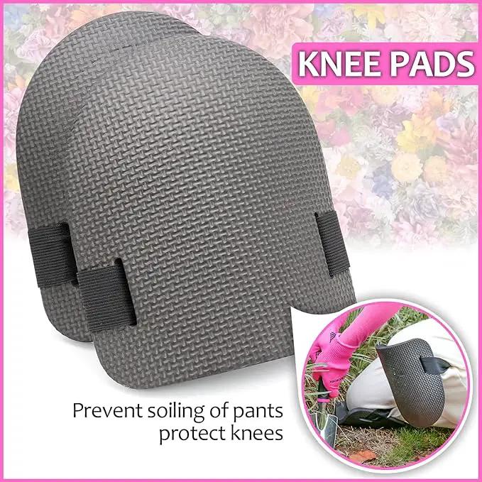 THINKWORK Pink Garden Tools, Gardening Gifts for Women, with 2 in 1 Detachable Storage Bag, Trowel, Transplanter, Rake, Weeder, Cultivator, Purning Shears and 3 Additional Protection Tools by GreenHaven Gardens