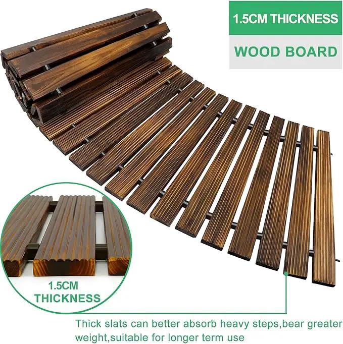 RELIANCER 6' Wooden Garden Pathway,Outdoor Roll Out Cedar Curved Walkway,Patio Path Decorative Garden Boardwalk Walkways,Weather-Resistant Roll Up Beach Wood Road Floor,Wedding Party Pathways by GreenHaven Gardens
