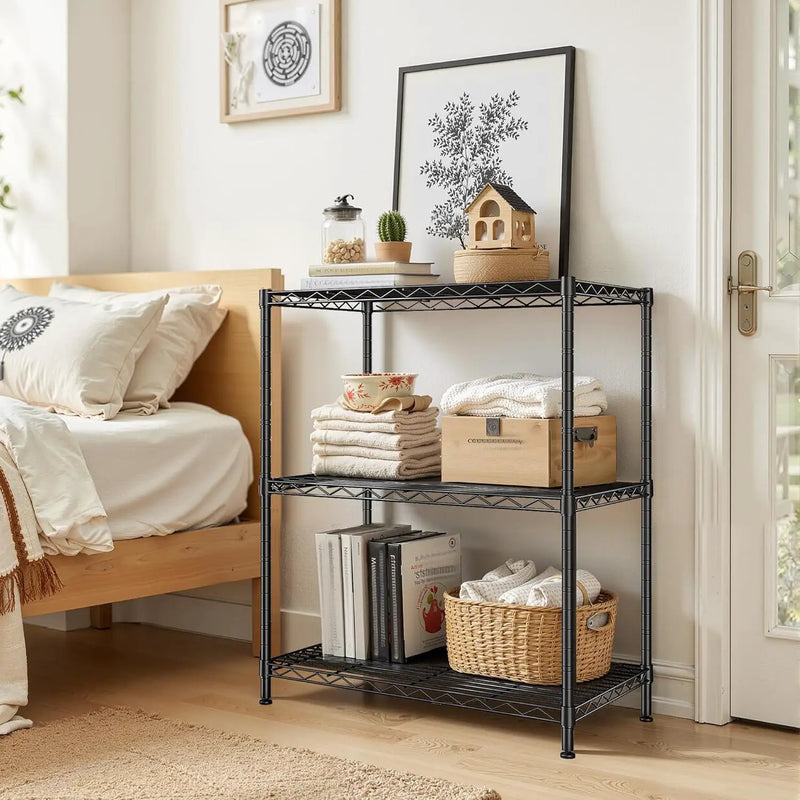 Storage Shelves Adjustable Wire Shelving Metal Wire Rack Shelving Unit Storage Shelf for Kitchen Laundry Room Pantry Closet Bathroom 24" W x 30" H x 14" D Black by GreenHaven Gardens
