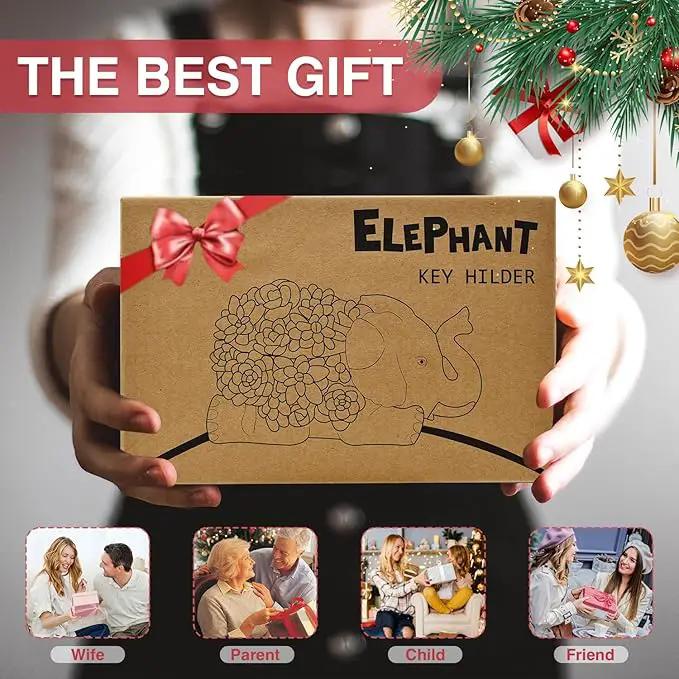 Outdoor Elephant Key Hider Statue - Cute Succulent Elephant Hide a Key Outdoor Decorative - Small Gift Box for Women, Home Decor & Elephant Gifts (Elephant) by GreenHaven Gardens