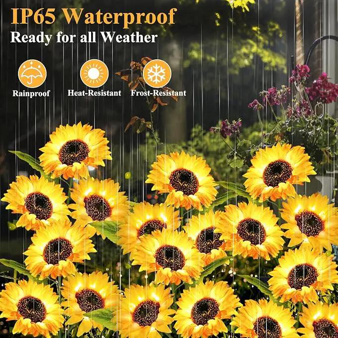 Garden Lights Solar Powered, 3 Pack Solar Outdoor Lights with 9 Bigger Sunflower Waterproof Realistic Solar Flowers Lights for Patio Pathway Walkway Landscape Yard Decorations by GreenHaven Gardens